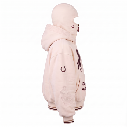 Cream - Equestrian Social Club balaclava zip hoodie, side view