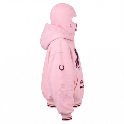 Baby Pink - Equestrian Social Club balaclava zip hoodie, side view